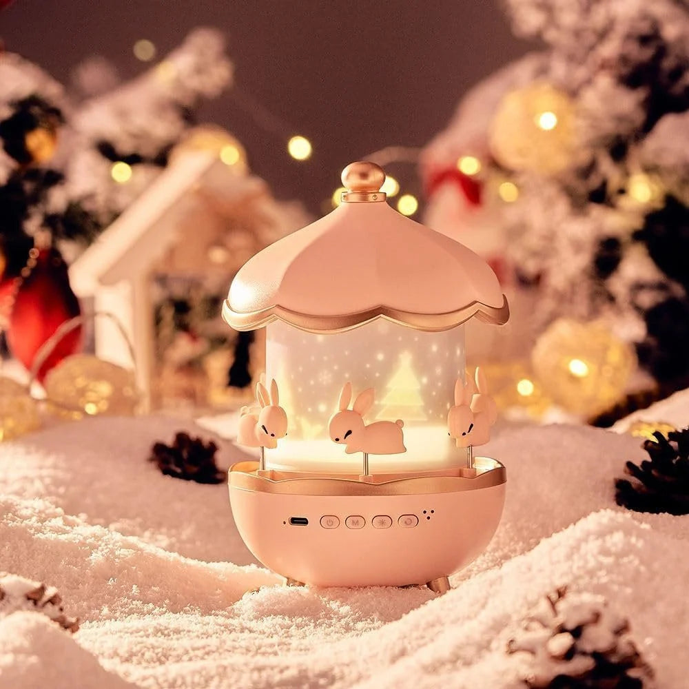 Night Light Rabbit Sky Projector for Kids – 360° Rotating Lamp with 6 Films, 5 Colours and 1200mAh Rechargeable Battery