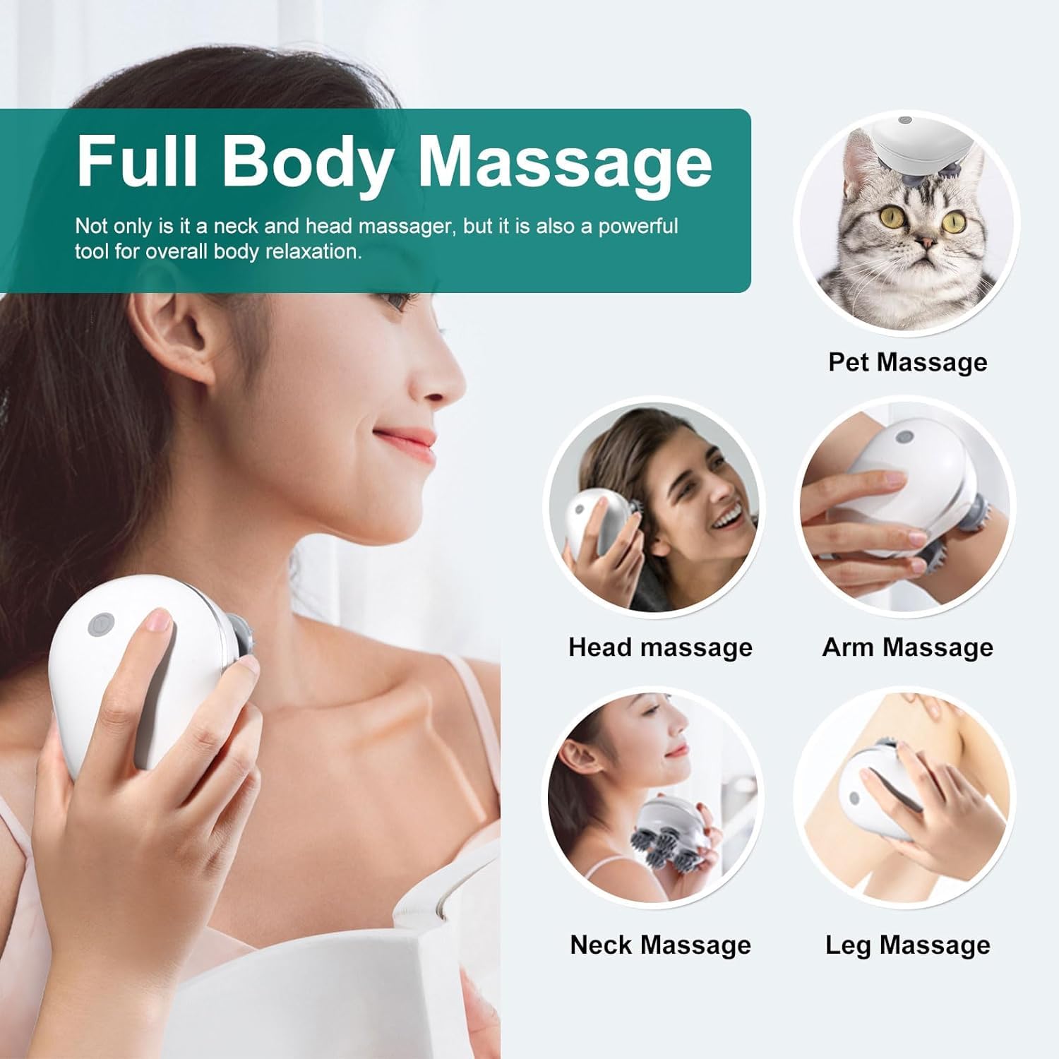 Scalp Massager, Electric Head Massager for Scalp, 3 Speed Modes, Red Light Therapy for Hair Growth, Rechargeable Handheld Portable Body & Head Scratcher Massage Machine, Gift for Women Men